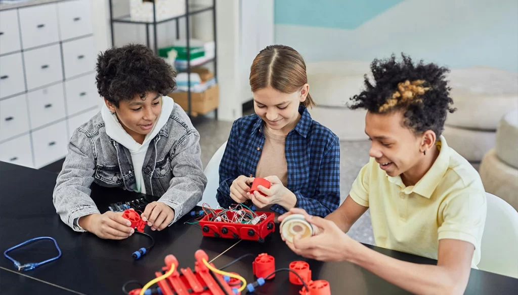 children playing with electronics